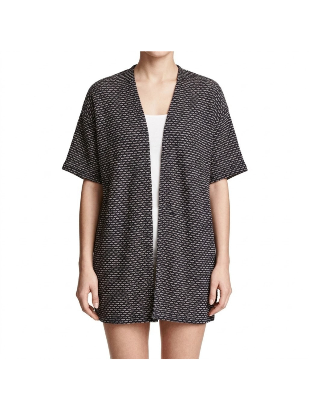 H&M Divided Short Sleeve Open Front Knit Cardigan Sweater Womens Navy Blue SMALL